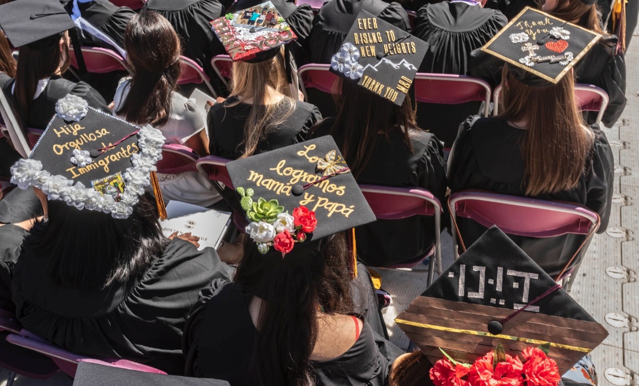 Group of decorated mortarboards Group of decorated mortarboards
