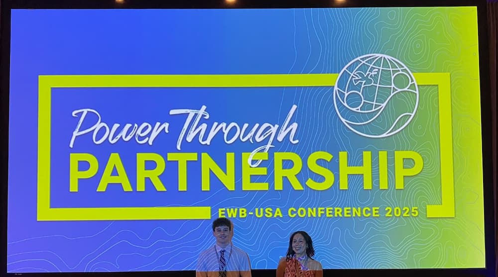 EWB1 Engineers without borders 2025 conference with Bennett Lewis and Ava West.