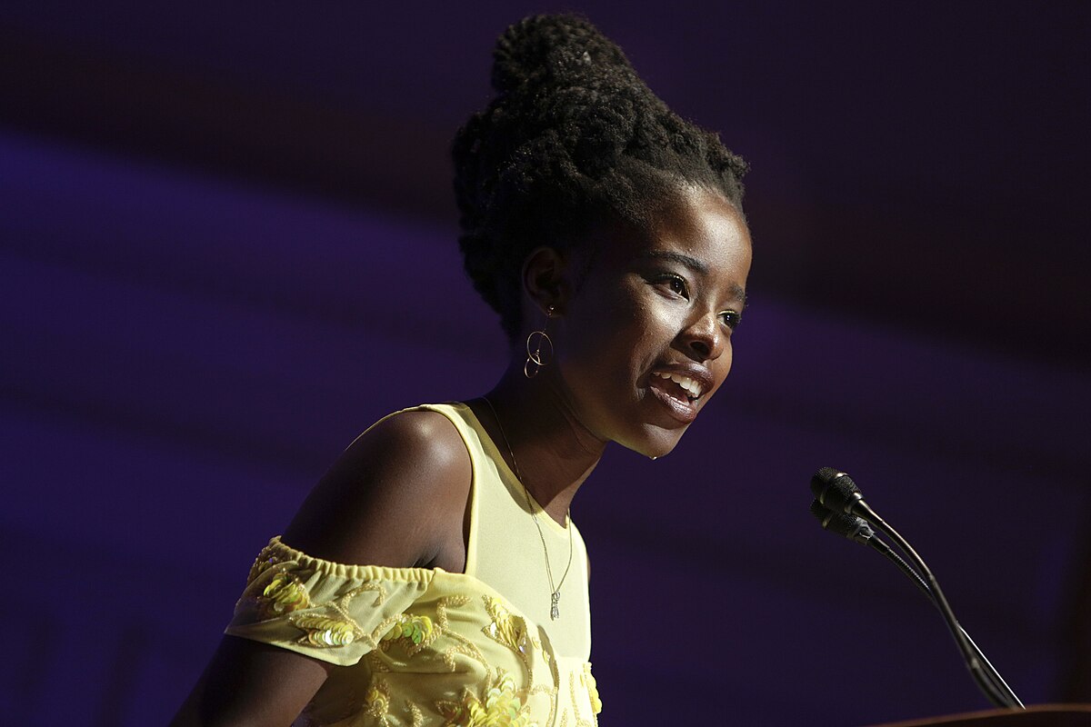 National Youth Poet Laureate Amanda Gorman reads her work, "An American Lyric," at the inaugural reading of Poet Laureate Tracy K. Smith, September 13, 2017. Photo by Shawn Miller.
