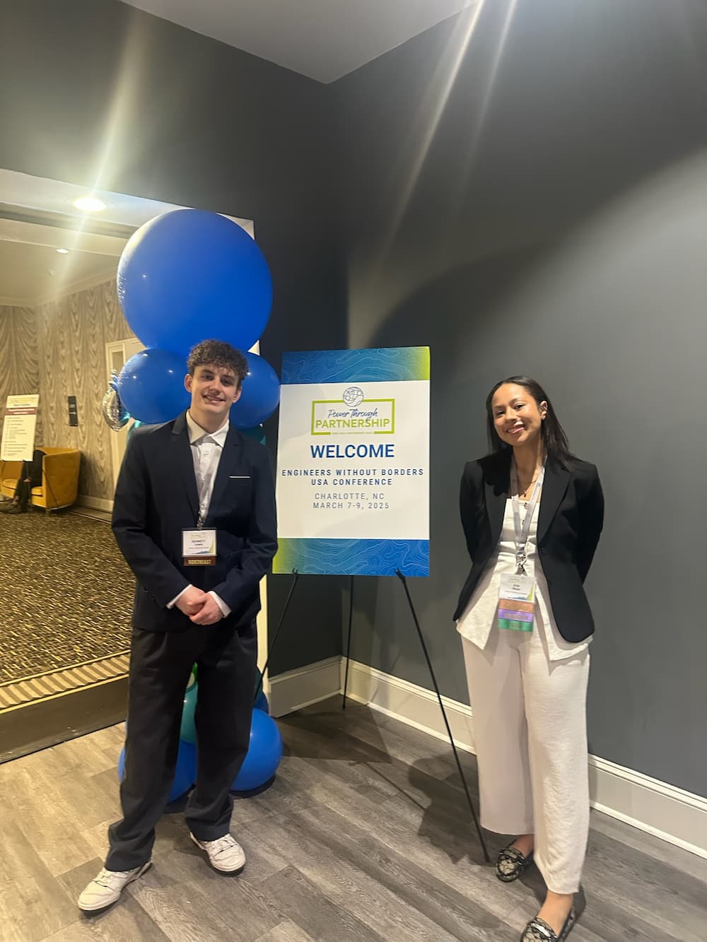 Bennett Lewis and Ava West at the 2025 National Engineers Without Borders Conference