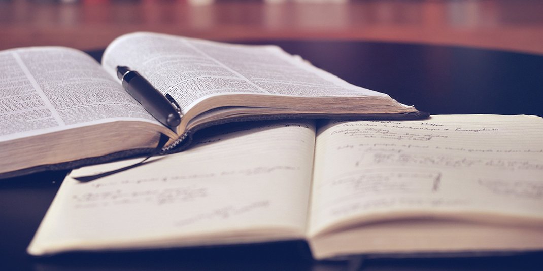 Open textbook and notebook