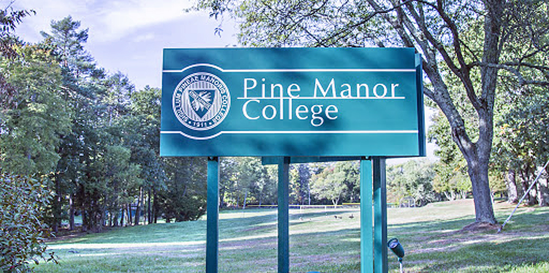 Pine Manor College sign