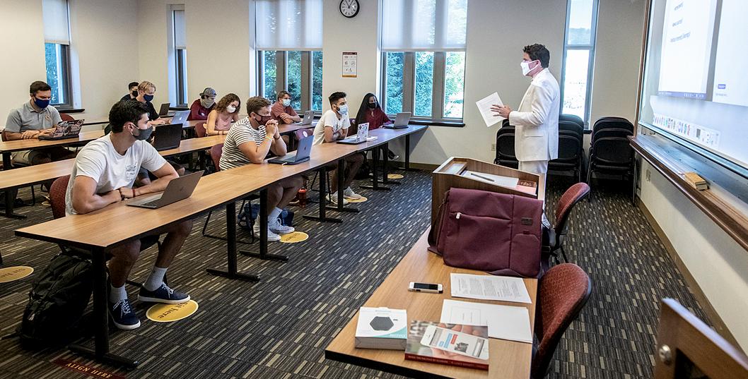 Socially distanced classroom