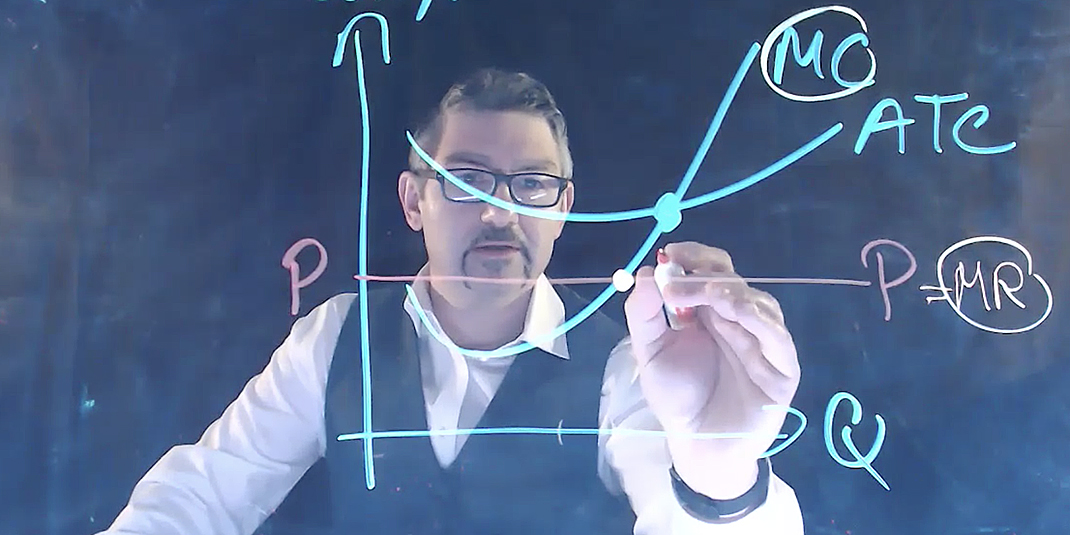 Professor using a lightboard