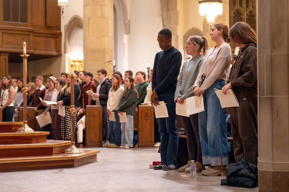 BC students attending Mass at St. Ignatius Church