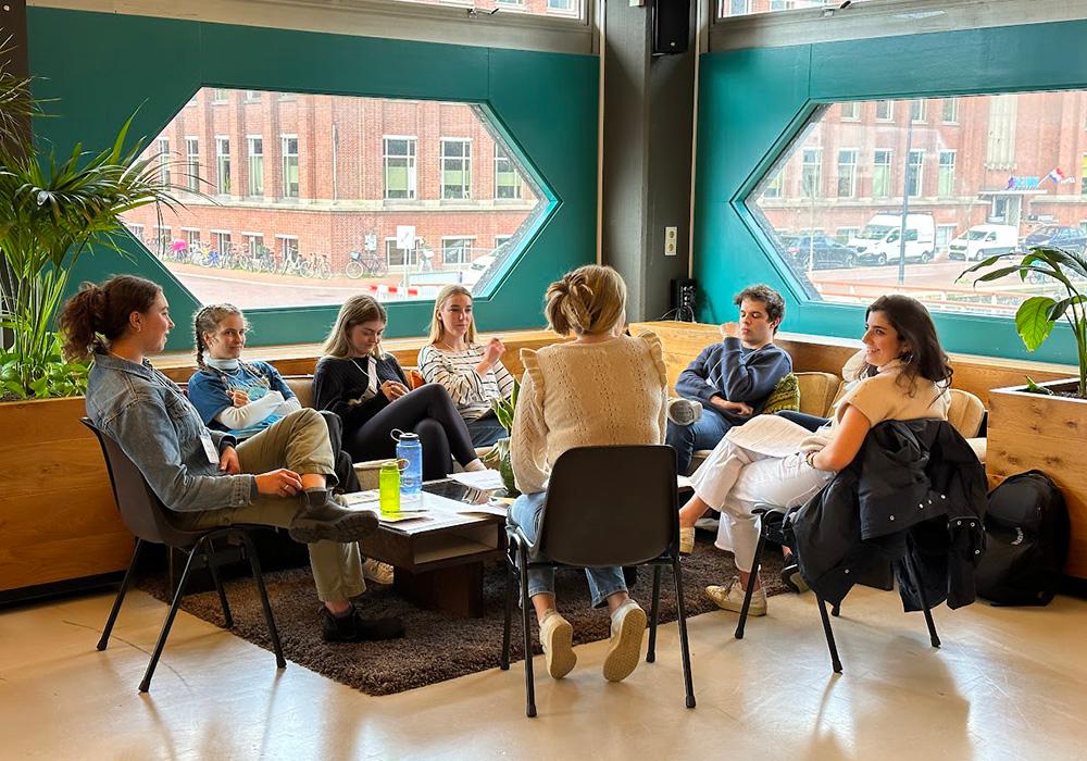 Students sitting around a table