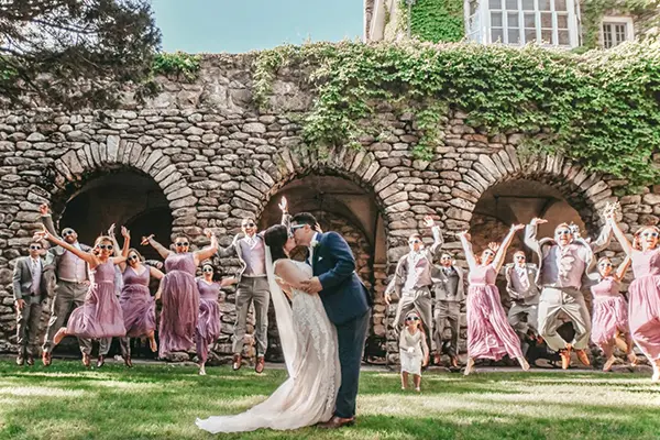 Wedding party in front of Arches