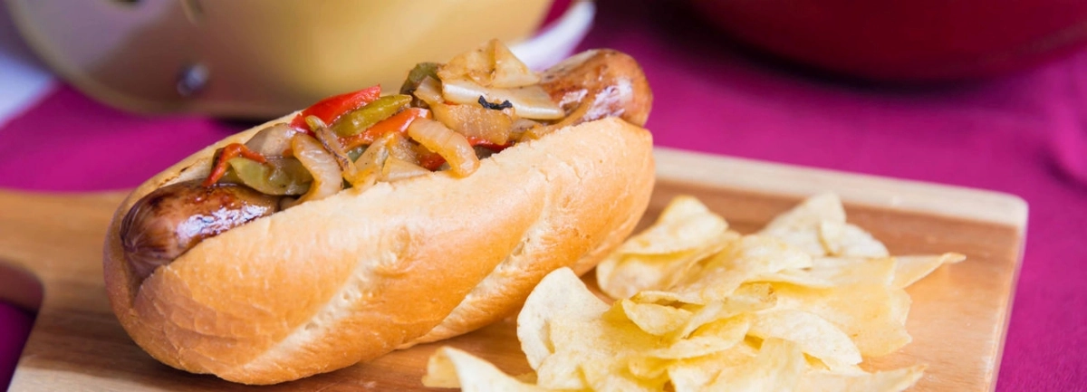 Sausage dog and potato chips