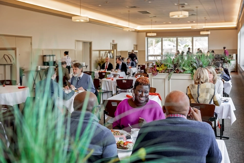 A scene from a busy day in the BC Faculty Dining Room
