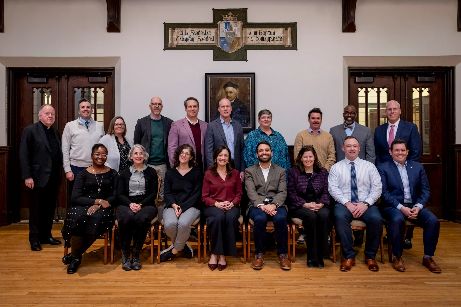 Eight members of the ILDP 2025 cohort sitting in the front. The remaining eight members are standing in the back with Fathey Lahey and VP of HR.