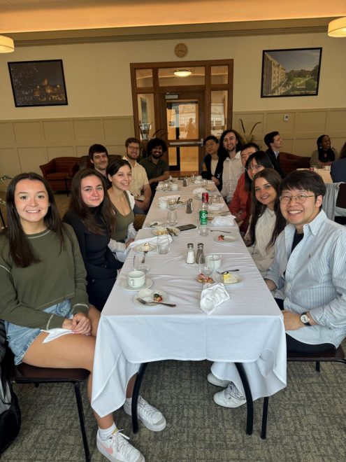 Grimaud research group at lunch to celebrate the graduation of some members.