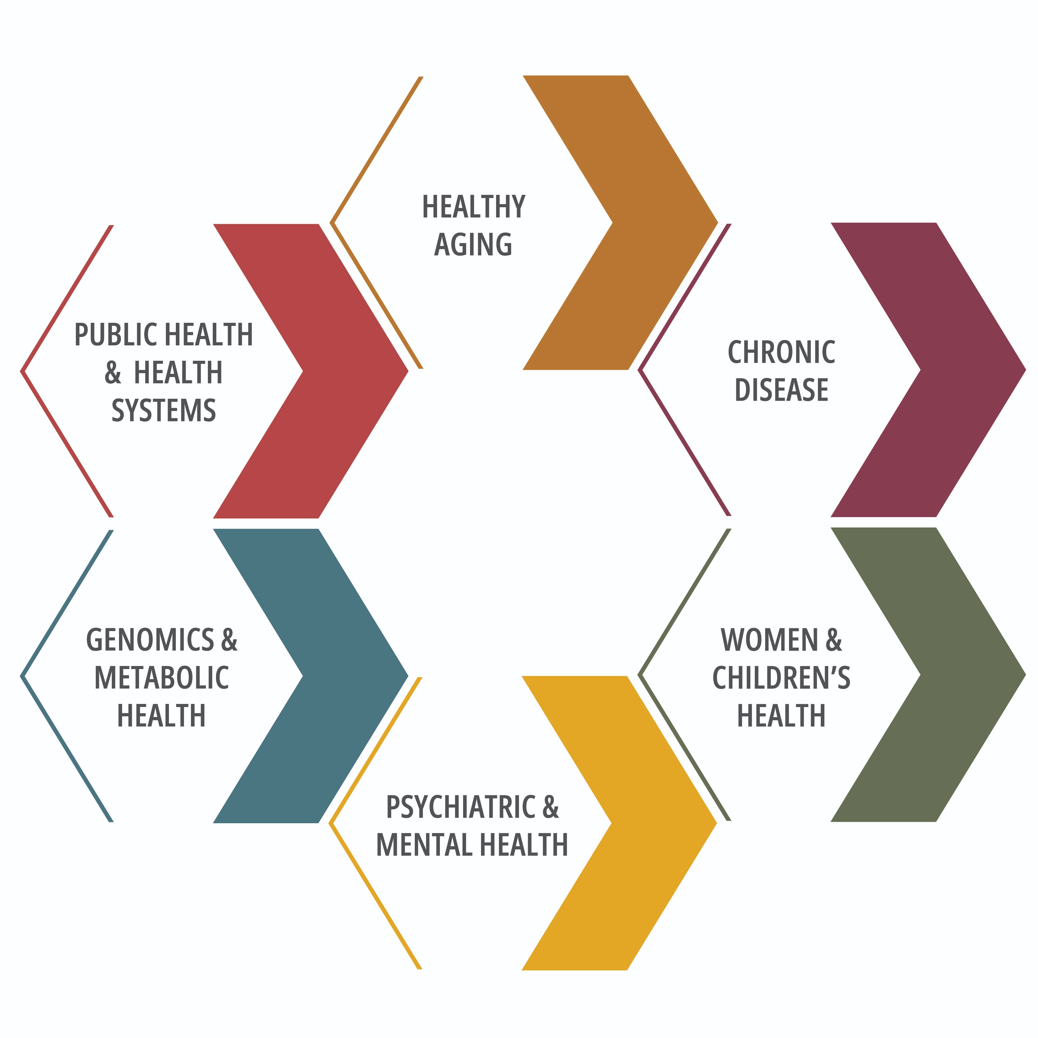 Research for the Common Good honeycomb graphic