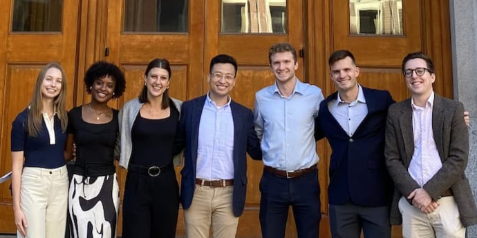 six 1L students in front of SJC