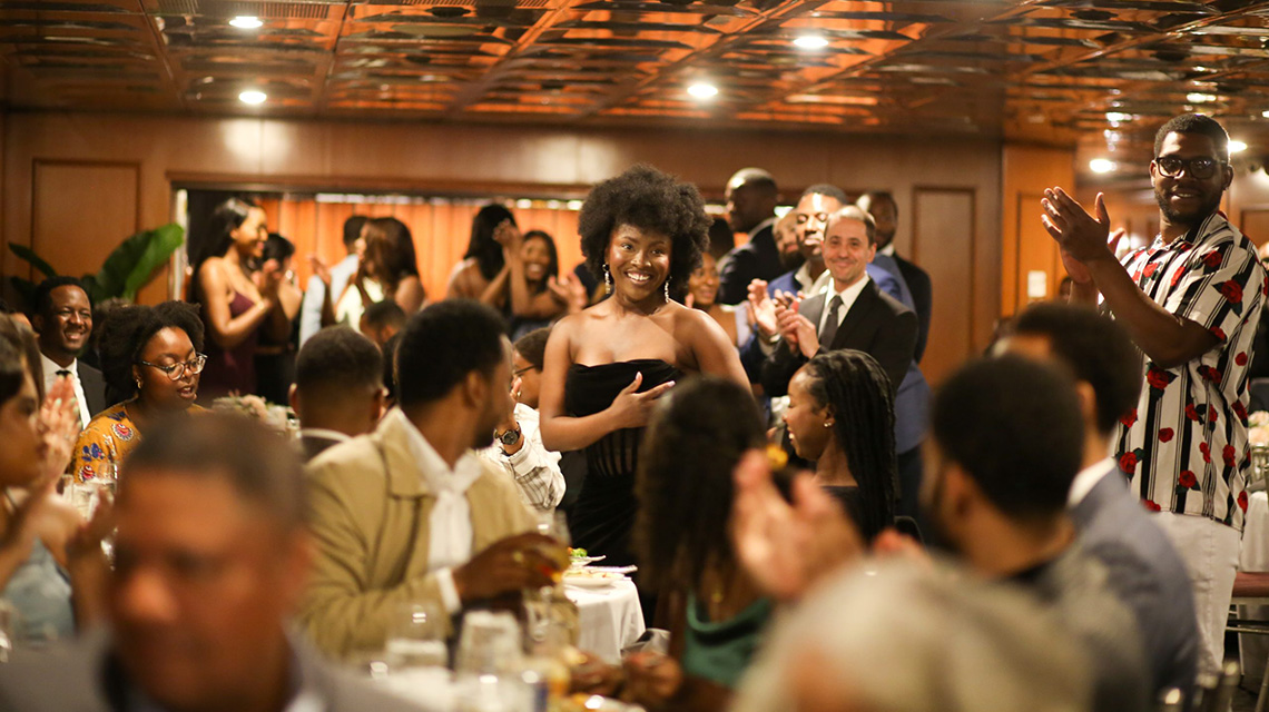 Nancy Kyei ’24 receives a round of applause at the 2023 Ruth-Arlene Howe Heritage Banquet