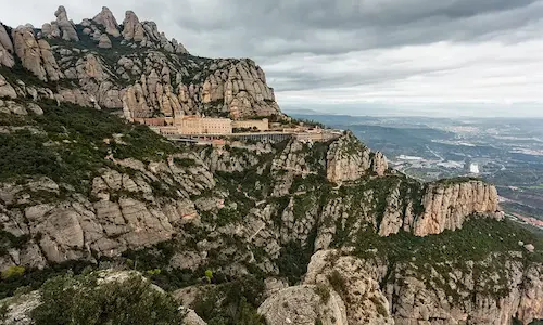 View of the mountainside in Spain along the pilgrimage route