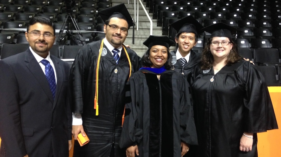 Left to right: Abdullah Elassouli, Mohamad Elassouli, Maitreyi Das, Jan Urbano, Andrea Trent