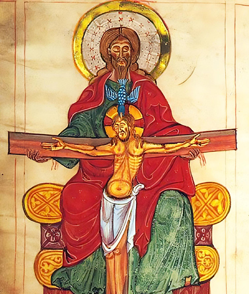 "Throne of Mercy" icon of the Holy Trinity adapted from 13th century manuscript 