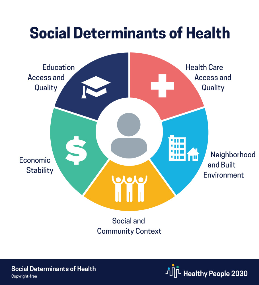 A graphic showing the social determinants of health