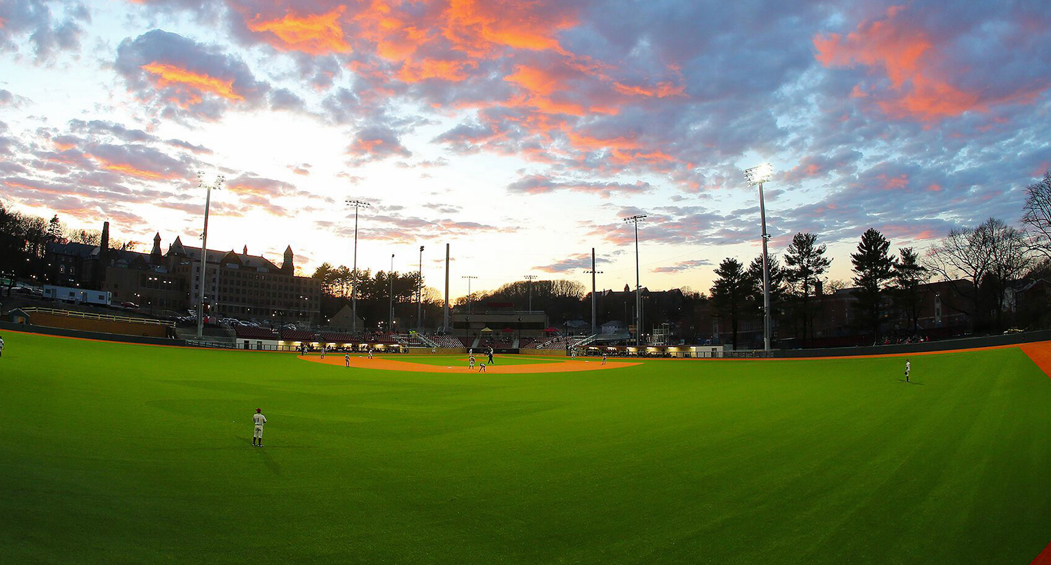Baseball field at sunset