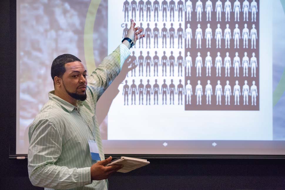 Gauthrie presenting content on a screen