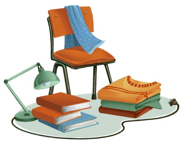 Illustration of various items that are donated