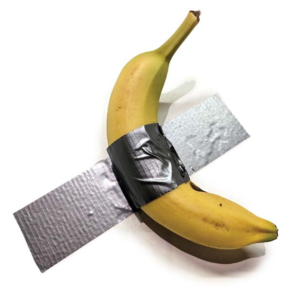Photo a banana duct taped to a wall