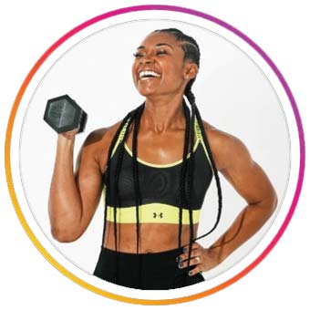 Instagram profile photo lifting a dumbell