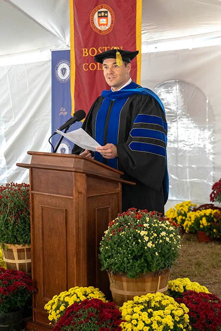 Woods College of Advancing Studies Dean David Goodman delivers remarks.