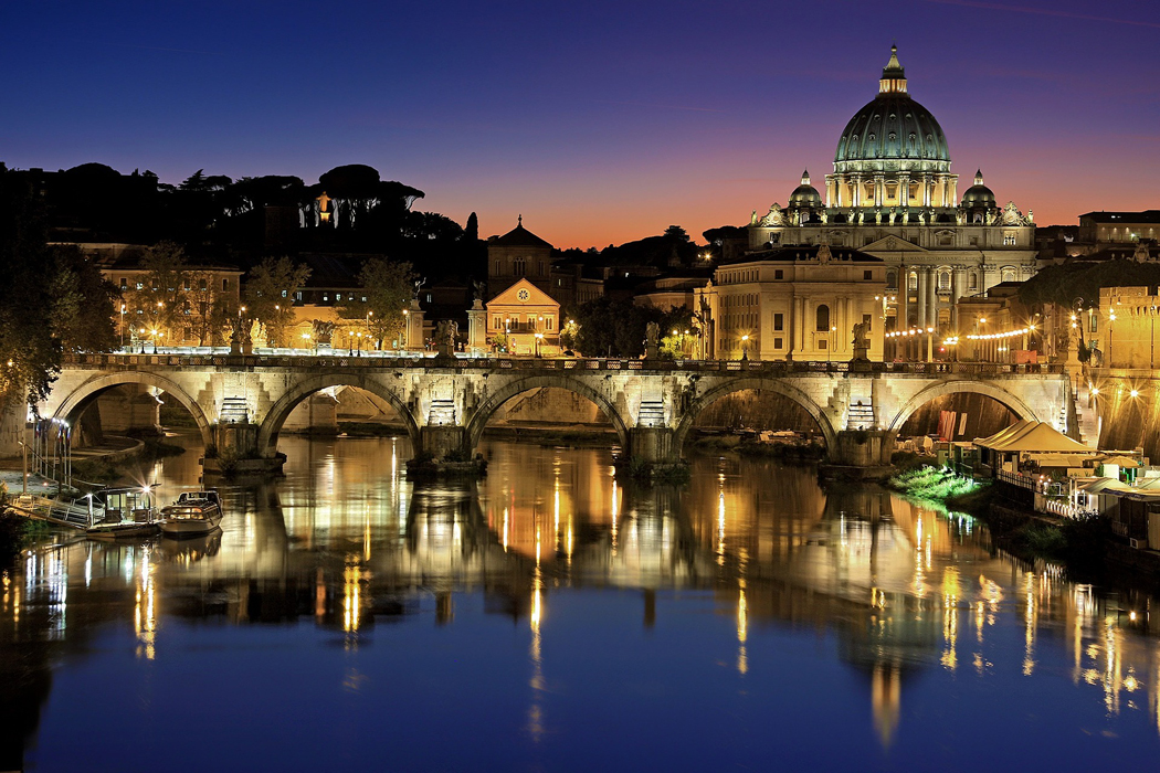 Evening view of Rome and Vatican City