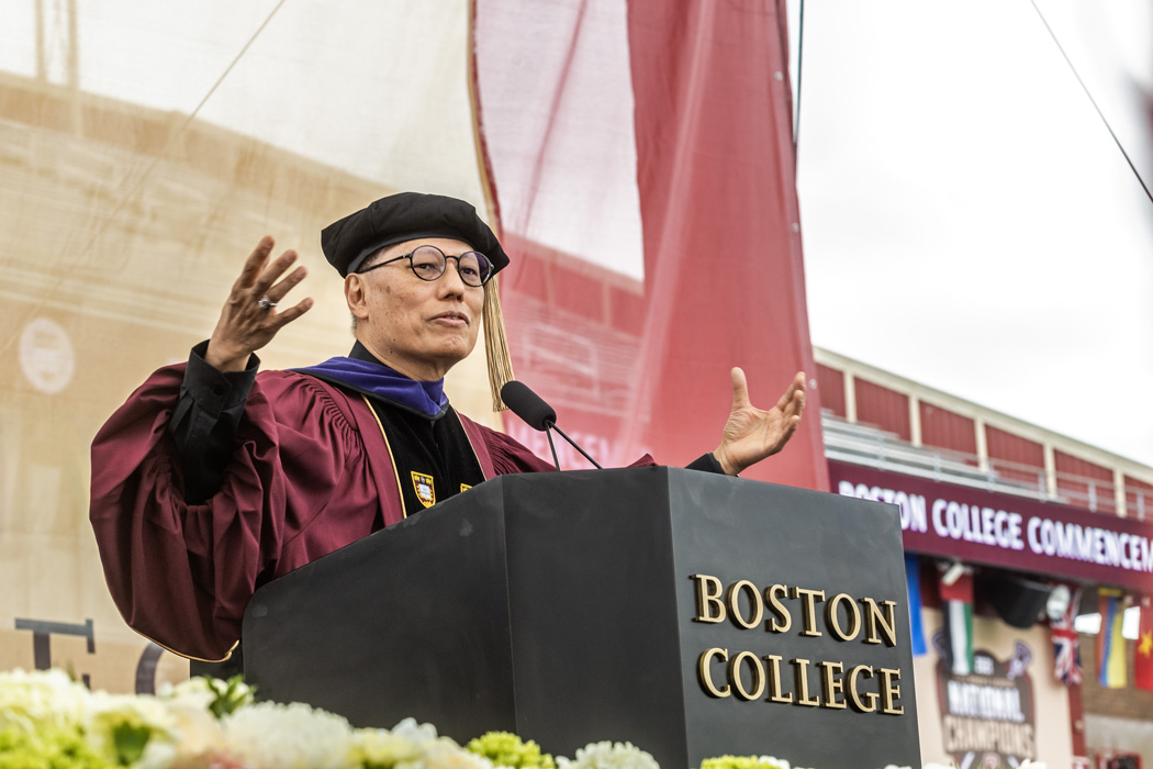 Cardinal Stephen Chow, S.J.,  at the podium