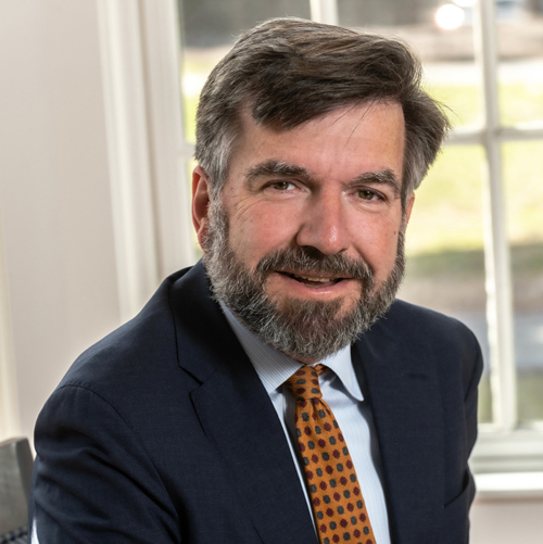 Portrait of David Quigley, University Provost photographed in Waul House.