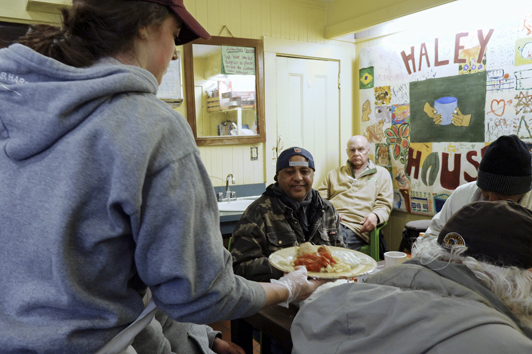 Students outside Haley House