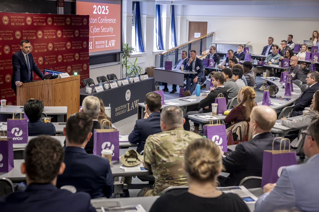 FBI's Brett Leatherman addresses the cybersecurity conference.
