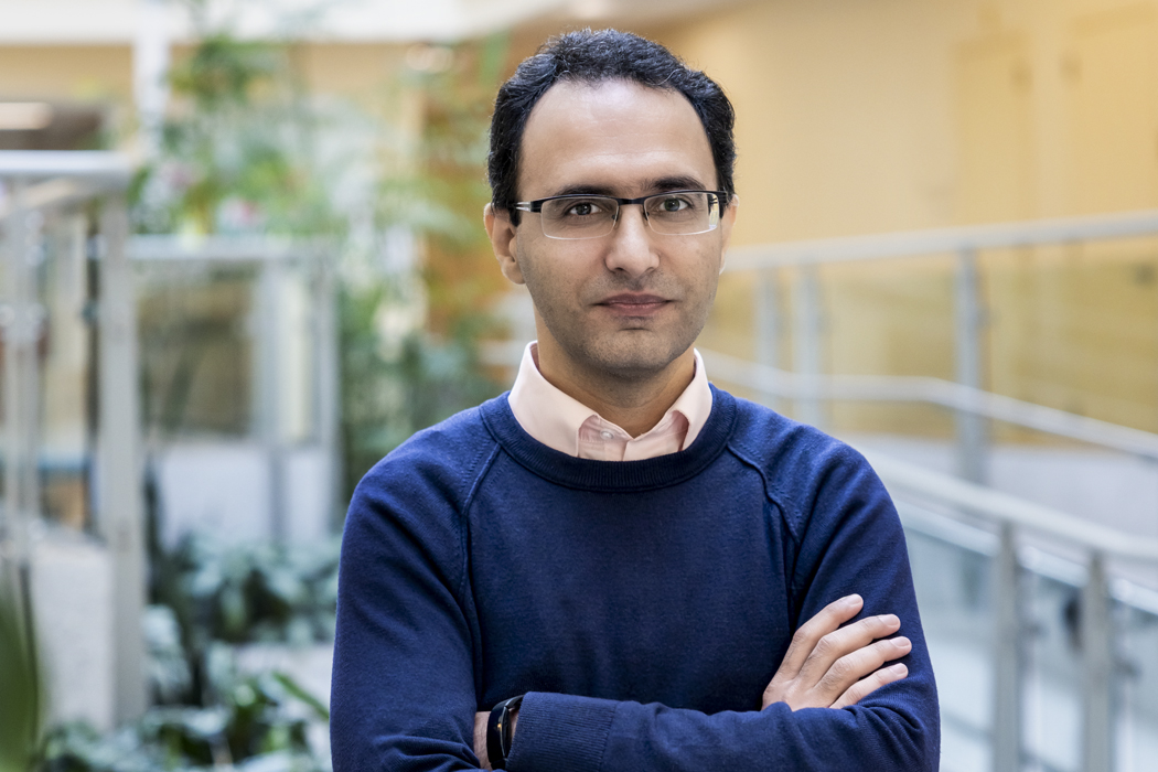 December 20, 2021 -- Babak Momeni, Assistant Professor in Biology, who is involved in research of the COVID-Omicron variant. Photographed in Higgins Hall for the 1/20/21 issue of Chronicle.