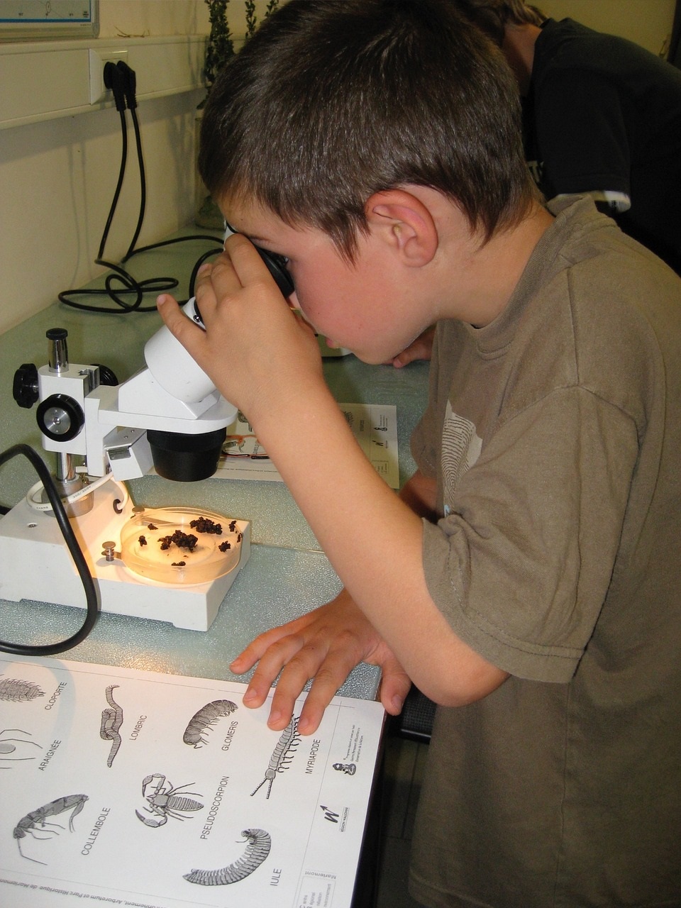 child with microscope