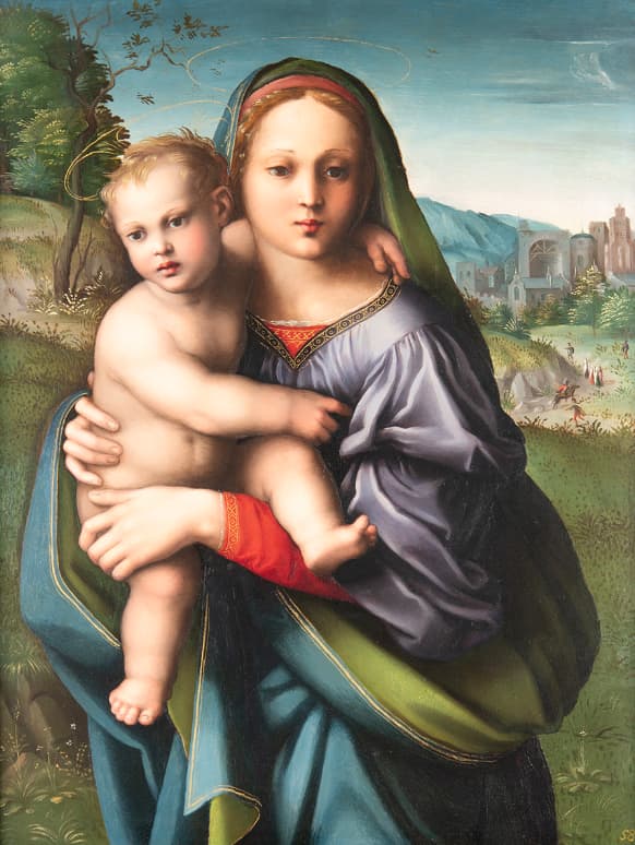 a painting of Madonna and Child