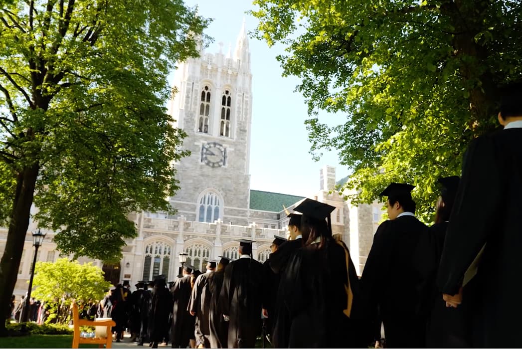 Graduates at commencement