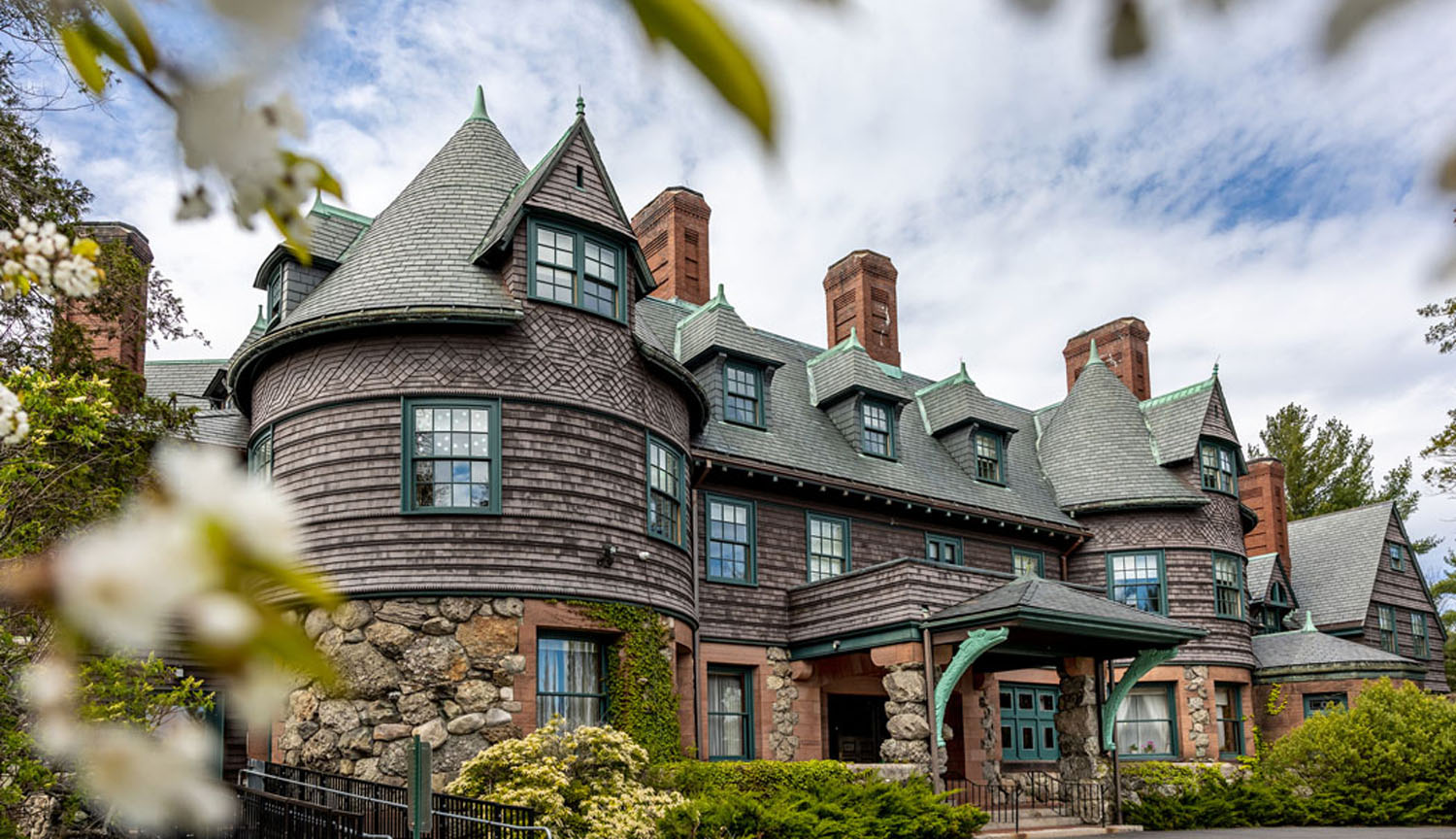April 28, 2022 -- Pine Manor College, Chestnut Hill, MA. Ferry Administration building/