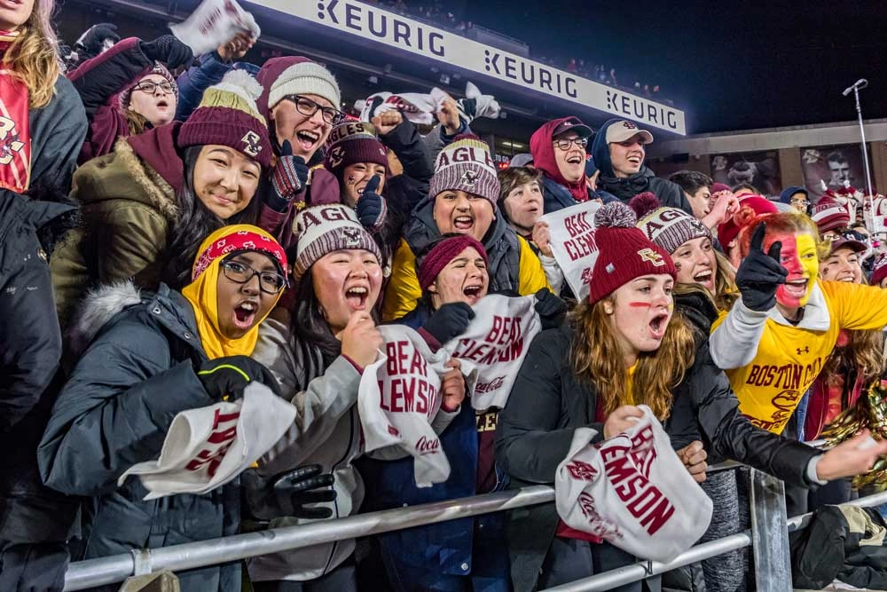 BC fans cheering on the home team.