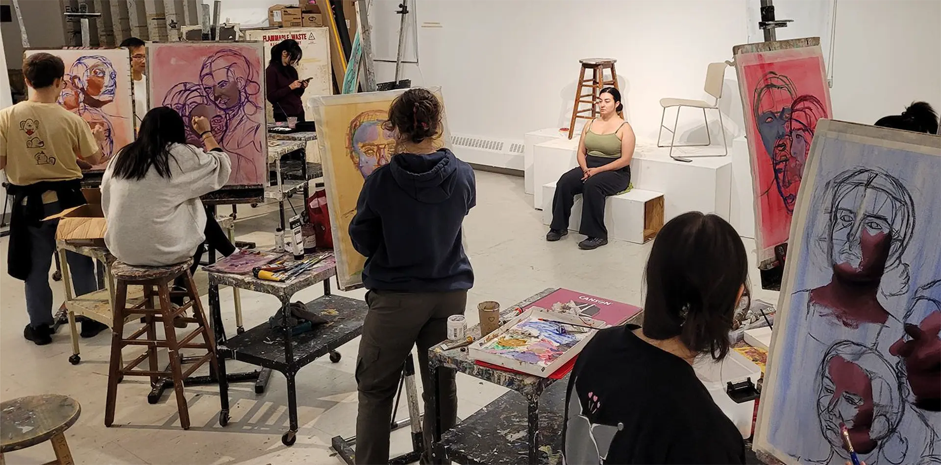 Students in art studio