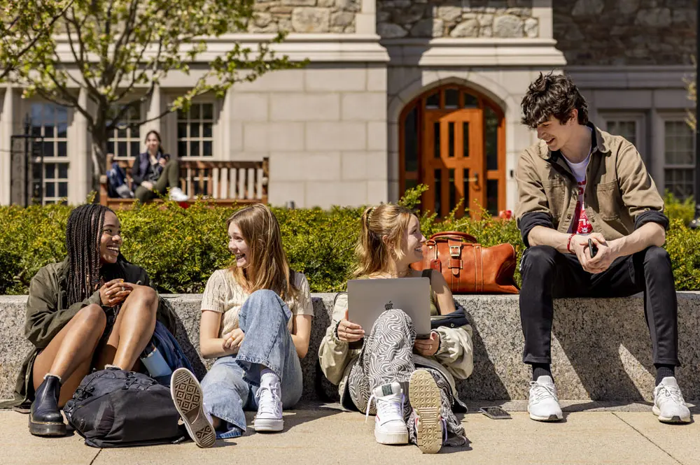 Students sitting outside