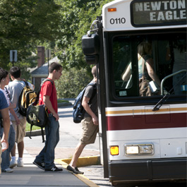 Students getting on bus